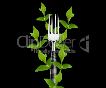 green leaves around Fork