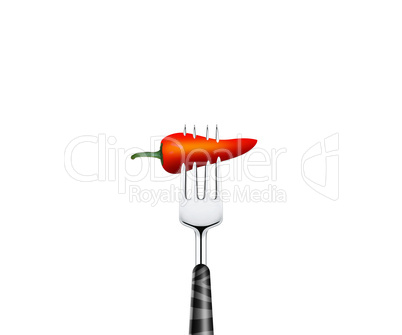 red Chili pierced by forks