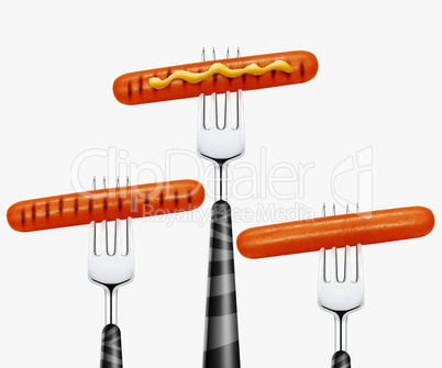 Hotdog on fork