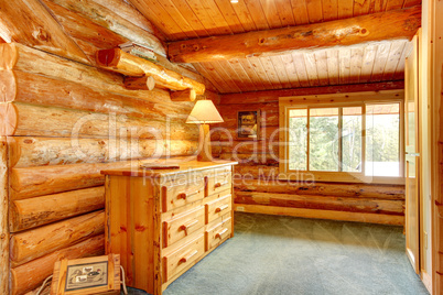 Log cabin house interior.