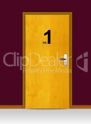 wooden door with number one