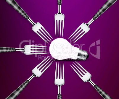 light bulb between forks