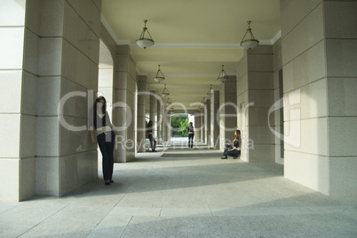 Woman at city background