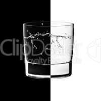 glasses in backlight on the black and white