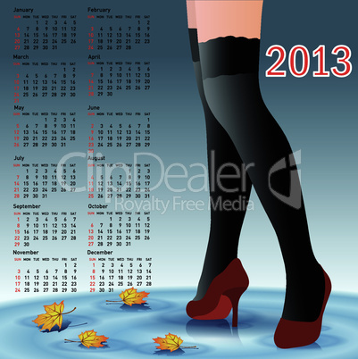2013 Calendar female legs in stockings