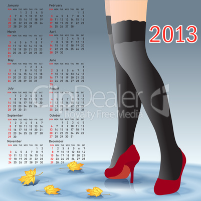 2013 Calendar female legs in stockings