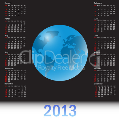 A globe Calendar for 2013