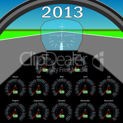 Stylish calendar  in the form of instruments in the cockpit for