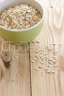 Oatmeal in a green bowl