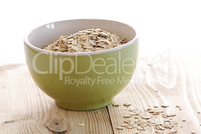 Oatmeal in a green bowl