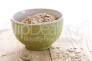 Oatmeal in a green bowl