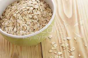 Oatmeal in a green bowl