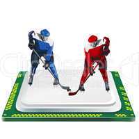 hockey player and computer processor on a white background