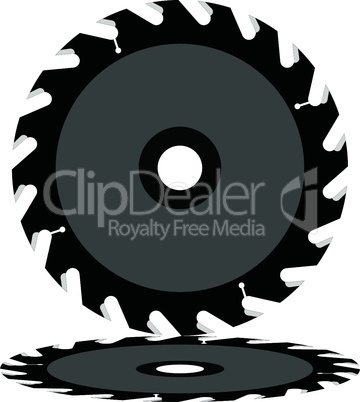 Circular saw blade on a white background. Vector illustration.