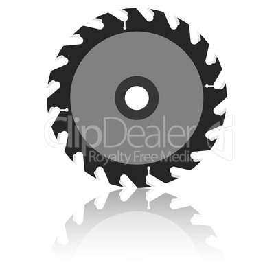 Circular saw blade on a white background.