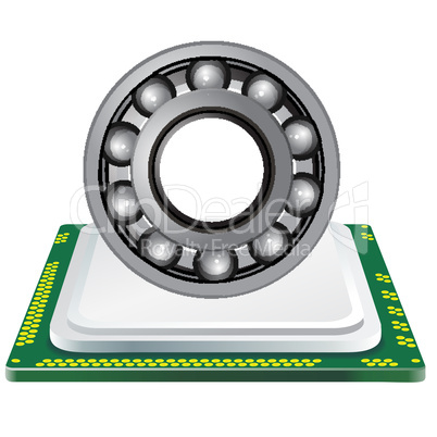 bearing and computer processor on a white background