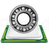 bearing and computer processor on a white background