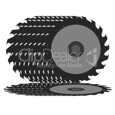 Circular saw blade on a white background.