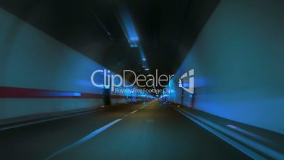 Car drivin on highway tunel time lapse Looping normal speed