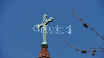 Qingdao Catholic Church's Cross & tree.