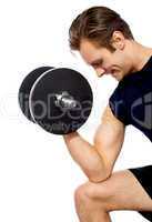 Portrait of young fit trainer working out