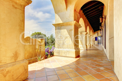 Spanish architecture columns details exterior.