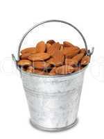 Tin bucket with almonds