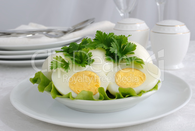 Boiled eggs with herbs in the context of