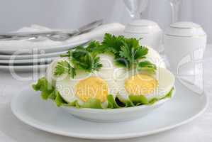 Boiled eggs with herbs in the context of