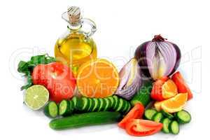 Ingredients, fruits, vegetables Dressings.