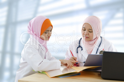Doctor discussing