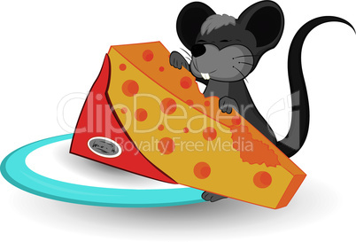 Cartoon mouse with cheese vector illustration