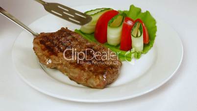 Grilled Steak On A Plate