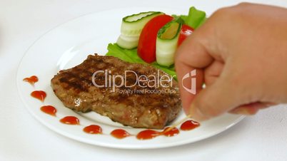 Grilled Steak On A Plate