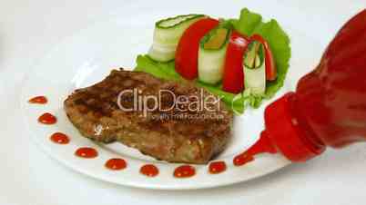 Grilled Steak On A Plate