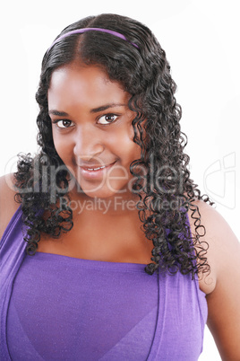 Face of a beautiful African Caribbean teenager girl, isolated.