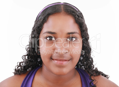 Portrait of a young beautiful african woman, isolated over white