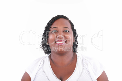 Portrait of a young beautiful black woman looking camera