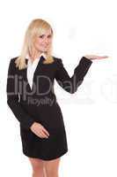 Businesswoman with open palm