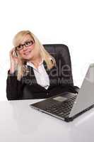 Businesswoman in glasses working