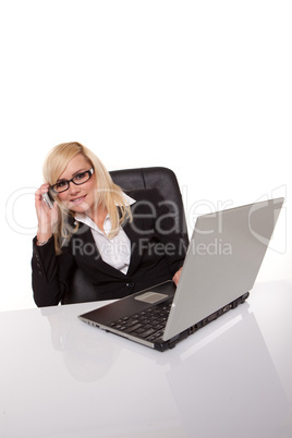 Businesswoman in glasses working