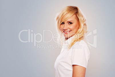 Studio shot of attractive blonde