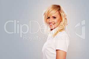 Studio shot of attractive blonde