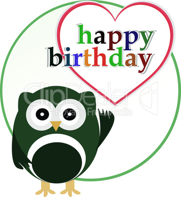 vector happy birthday party card with cute owl