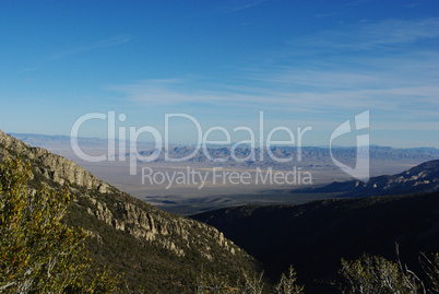 Far view from Wheeler Peak road down to Nevada and Utah desert with dispersed mountain ranges, Great Basin National Park, Nevada