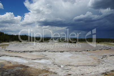 Mud pool and grey skies, Yellowstone National Park, Wyoming
