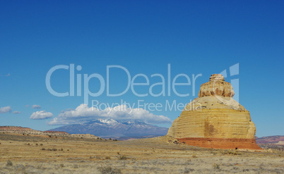 Church Rock with Manti La Sal mountains, Utah