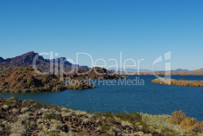 Lake Havasu and mountains near Parker Dam, Arizona
