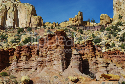 Multicoloured rock towers and formations, Capitol Reef National Park, Utah