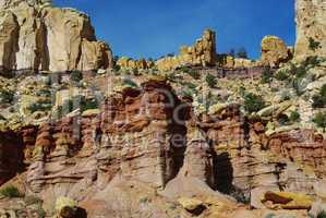 Multicoloured rock towers and formations, Capitol Reef National Park, Utah